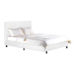 Buy Fusion PU Single Bed White, Colour: White, Mattresses: Without Mattresses