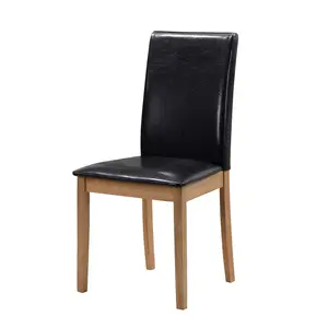 Buy Healey PU Solid Rubberwood Chair Black, Colour: Black