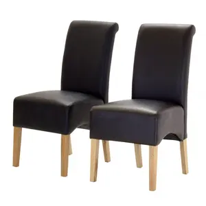 Buy Hilton PU Chair with Oak Legs Brown, Colour: Brown