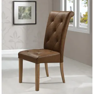 Buy Nicole PU Solid Rubberwood Chair Brown Two Tone Set of 2