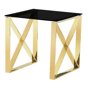 Buy Ningbo Gold Black Glass Lamp Table