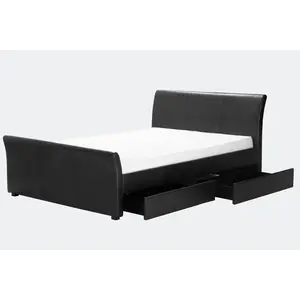 Buy Viva 4 Drawer PVC Double Bed Black, Colour: Black