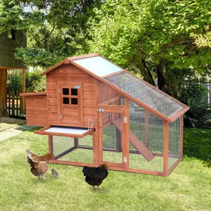 Buy HOMCOM Wooden Rabbit/ Chicken Coop. Size (190x 66x 116cm)