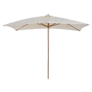Buy 2 x 3m Wooden Garden Parasol Umbrella Outdoor Sun Shade Canopy, Cream White