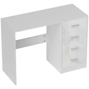 Buy Computer Desk with Drawers, Dressing Table, High Gloss Home Office Writing Workstation, White