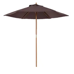 Buy 2.5m Wood Garden Parasol Sun Shade Patio Outdoor Wooden Umbrella Canopy Coffee