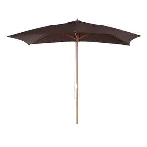 Buy 2 x 3m Wooden Garden Parasol Umbrella Outdoor Sun Shade Canopy, Dark Coffee