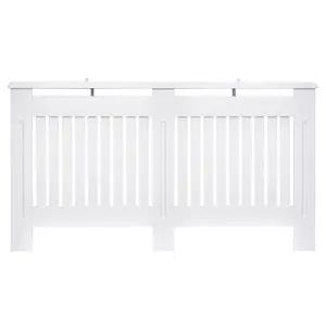 Buy Slatted Radiator Cover Painted Cabinet MDF Lined Grill in White (152L x 19W x 81H cm)
