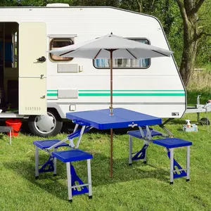 Buy Portable Picnic Table W/ Bench Set-Blue