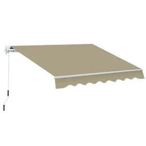Buy 2.5x2 m Manual Retractable Awning-Beige Canopy/White Frame