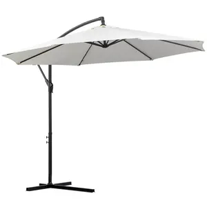Buy 3m Banana Umbrella Parasol, Offset Cantilever Parasol Umbrella with Cross Base, Cream White