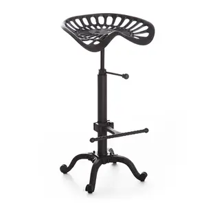 Buy HOMCOM Vintage Industrial Metal Tractor Seat Bar Stool, Adjustable Cast Iron