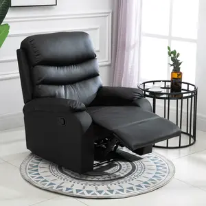 Buy HOMCOM Single Recliner Sofa PU Leather Armchair Padded Armrest Reclining Cinema Chair Living Room Lounge (Black)