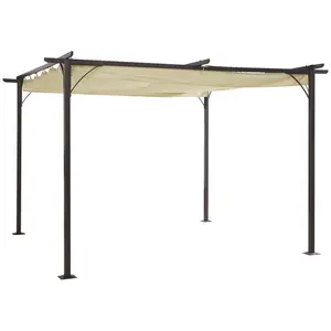 Buy 3.5M X 3.5M Metal Pergola Gazebo Awning Retractable Canopy Outdoor Garden Sun Shade Shelter Marquee Party BBQ, Beige