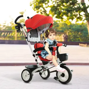 Buy HOMCOM 4-in-1 Kids Tricycle Stroller W/ Canopy-Red