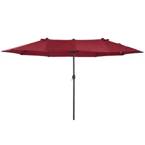 Buy 4.6m Double-Sided Patio Parasol Sun Umbrella-Wine Red