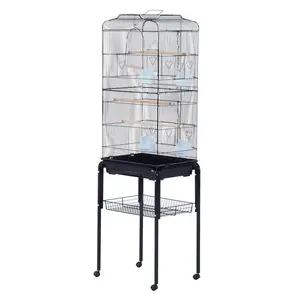 Buy Large Pet Bird Cage Parrot Cockatiel House, 47.5Lx37Wx153Hcm-Black