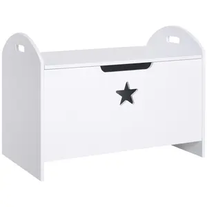 Buy Kids Wooden Toy Box Organizer Children's Toy Storage with Lid Safety Hinge Side Handle Playroom Furniture White