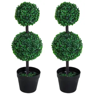 Buy Set of 2 Artificial Boxwood Ball Topiary Trees Potted Decorative Plant Outdoor and Indoor D&Atilde;&copy;cor (67cm)