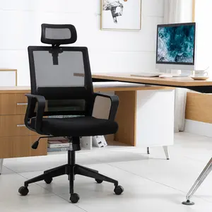 Buy HOMCOM Mesh Swivel Office Chair with Adjustable Headrest, Lumbar Support, Home Task High Back Chair Adjustable Height, Black