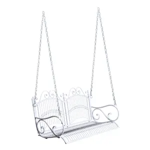 Buy Outsunny Metal 2-Seater Outdoor Garden Swing Bench White