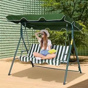 Buy Outsunny Steel 3-Seater Swing Chair w/ Adjustable Canopy Green