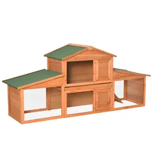 Buy Large Rabbit Hutch Outdoor, Guinea Pig Hutch, Wooden Small Animal House, with Rabbit Run, 215 x 63 x 97 cm