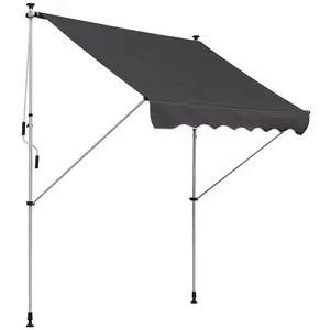 Buy Balcony 2 x 1.5m Manual Adjustable Awning DIY Patio Clamp Awning Canopy Retractable Shade Shelter Easy to Move for Balcony, Grey