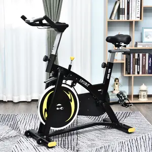 Buy HOMCOM Steel Flywheel Belt Drive Exercise Bike Black/Yellow
