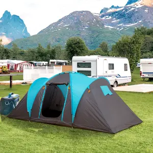 Buy 4-Person Outdoor Steel Frame Camping Tent Blue