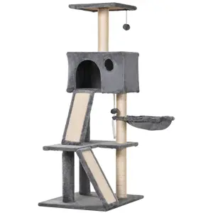 Buy 130cm Cat Tree for Indoor Cats Activity Center with Condo Scratching Post Ladders Kitty Climbing Tower Relaxing Playing