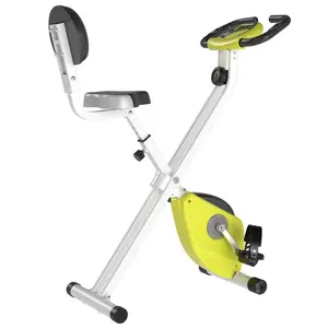 Buy Folding Exercise Bike, Fitness Bicycle Indoor Trainer, 8-Level Magnetic Resistance Adjustable, with LCD Monitor, Pulse Sensor, Yellow