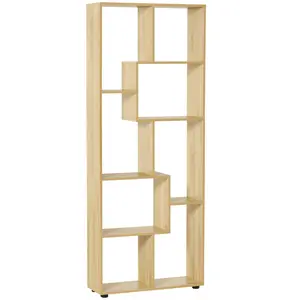 Buy 8-Tier Freestanding Bookcase w/ Melamine Surface Anti-Tipping Foot Pads Home Display Storage Grid Stand Bedroom Living Room Furniture Modern Style - Natural