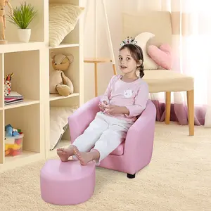 Buy Kids Toddler Sofa Children's Armchair Footstool Non-Slip Feet Girl Boy Bedroom Playroom Seating Chair Pink