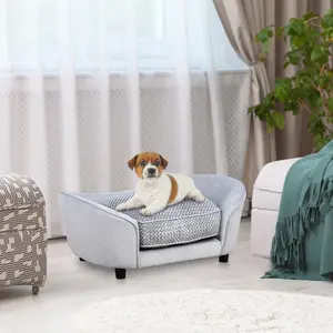 Buy Pet Sofa Couch Small Sized Dog Various Cat Soft Plush Sponge Cushioned Bed Lounge Gray