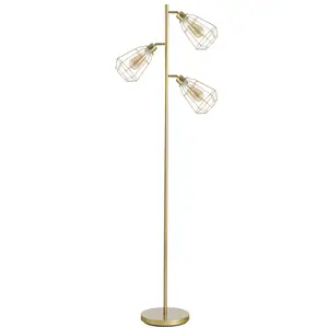 Buy Retro Practical Tree Floor Lamp 3 Angle Adjustable Lampshade Steel Base for Living Room Bedroom Office Gold 165cm