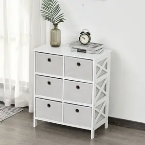 Buy HOMCOM Portable Non-woven Fabrics Chest of Drawers Organize Cabinet Storage Cabinet w/ 6 Drawer, White