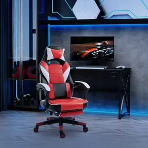 Buy Vinsetto Cool & Stylish Gaming Chair Ergonomic Recliner w/ Thick Padding Footrest Neck & Back Pillow 5 Wheels Racing Swivel Height Adjustable Red