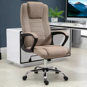 Buy Vinsetto High Back Office Chair 360В&deg; Swivel Chair Adjustable Height Tilt Function Linen Khaki 62W x 62D x 110-119H cm