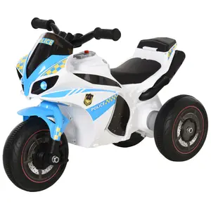 Buy Kids Ride-On Police Bike 3-Wheel Vehicle w/ Music Lights Safe Seat Handlebars Toddler NO POWER Child Learning Fun Development 18-36 Months Blue