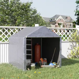 Buy Outsunny 2 x 2m Garden Garage Storage Tent Galvanized Steel Outdoor Carport Gazebo Waterproof UV-Resistant - Grey