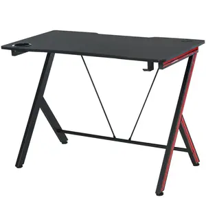 Buy HOMCOM 120cm Gaming Computer Desk, Home Office Gamer Table Workstation with Cup Holder and Headphone Hook