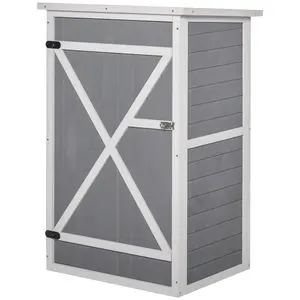 Buy Wooden Small Shed, Garden Storage Shed with Shelves and Bolt Latch, 75L x 56W x115H cm, Grey