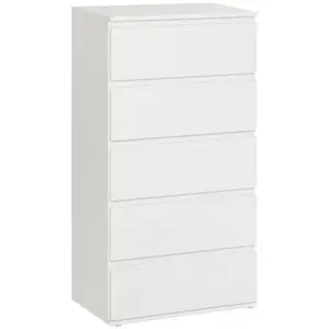 Buy Chest of Drawers, 5 Drawers Storage Cabinet Floor Tower Cupboard for Bedroom Living Room, White