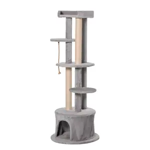 Buy Cat Tree for Indoor Cats Kitten Tower Multi-level Activity Centre Pet Furniture with Scratching Post Condo Hanging Ropes Plush Perches Grey