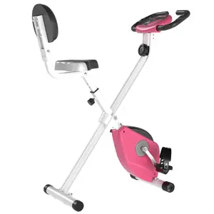 Buy Folding Exercise Bike, Fitness Bicycle Indoor Trainer, 8-Level Magnetic Resistance Adjustable, with LCD Monitor, Pulse Sensor, Pink