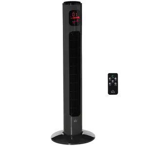 Buy 38'' Freestanding Tower Fan, 3 Speed 3 Mode, 12h Timer, 70 Degree Oscillation, LED Panel, 5M Remote Controller, Dark Grey
