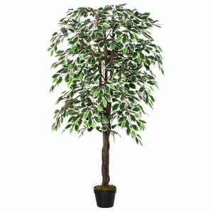 Buy 160cm/5.2FT Artificial Ficus Silk Tree with Nursery Pot, Decorative Fake Plant, for Indoor Outdoor D&Atilde;&copy;cor