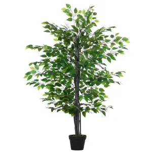 Buy 145cm Artificial Banyan Plant Faux Decorative Tree w/ Cement Pot Vibrant Greenery Shrubbery Indoor Outdoor Accessory