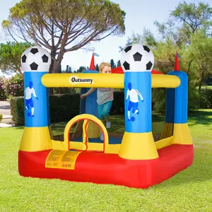 Buy Outsunny Kids Bouncy Castle House Inflatable Trampoline with Blower for Kids Age 3-12 Football Field Design 2.25 x 2.2 x 1.95m